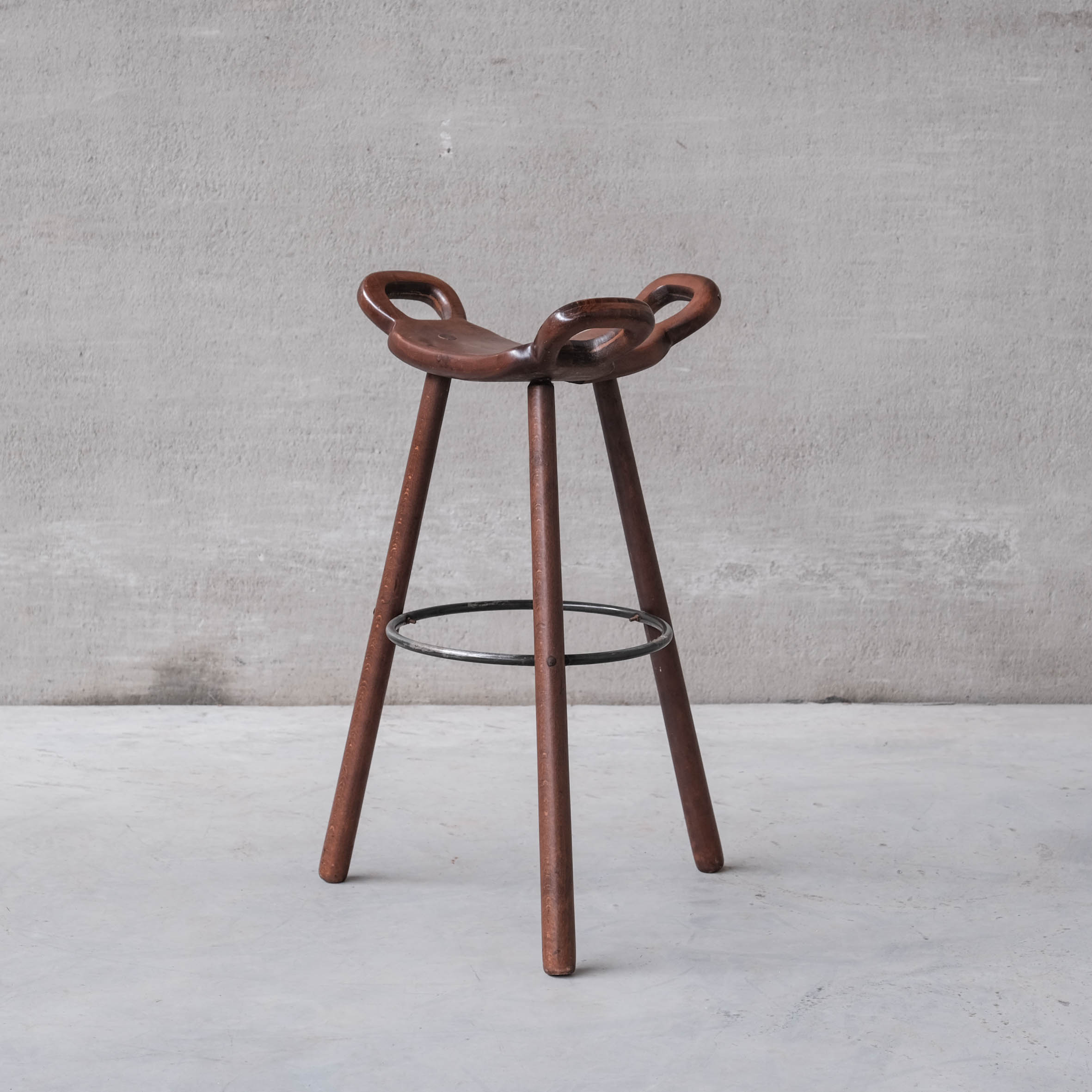 Brutalist mid-century 'Marbella' bar stool (up to 8 available)