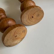 Pair of turned wooden baluster candlesticks, Scandinavian 1970s.