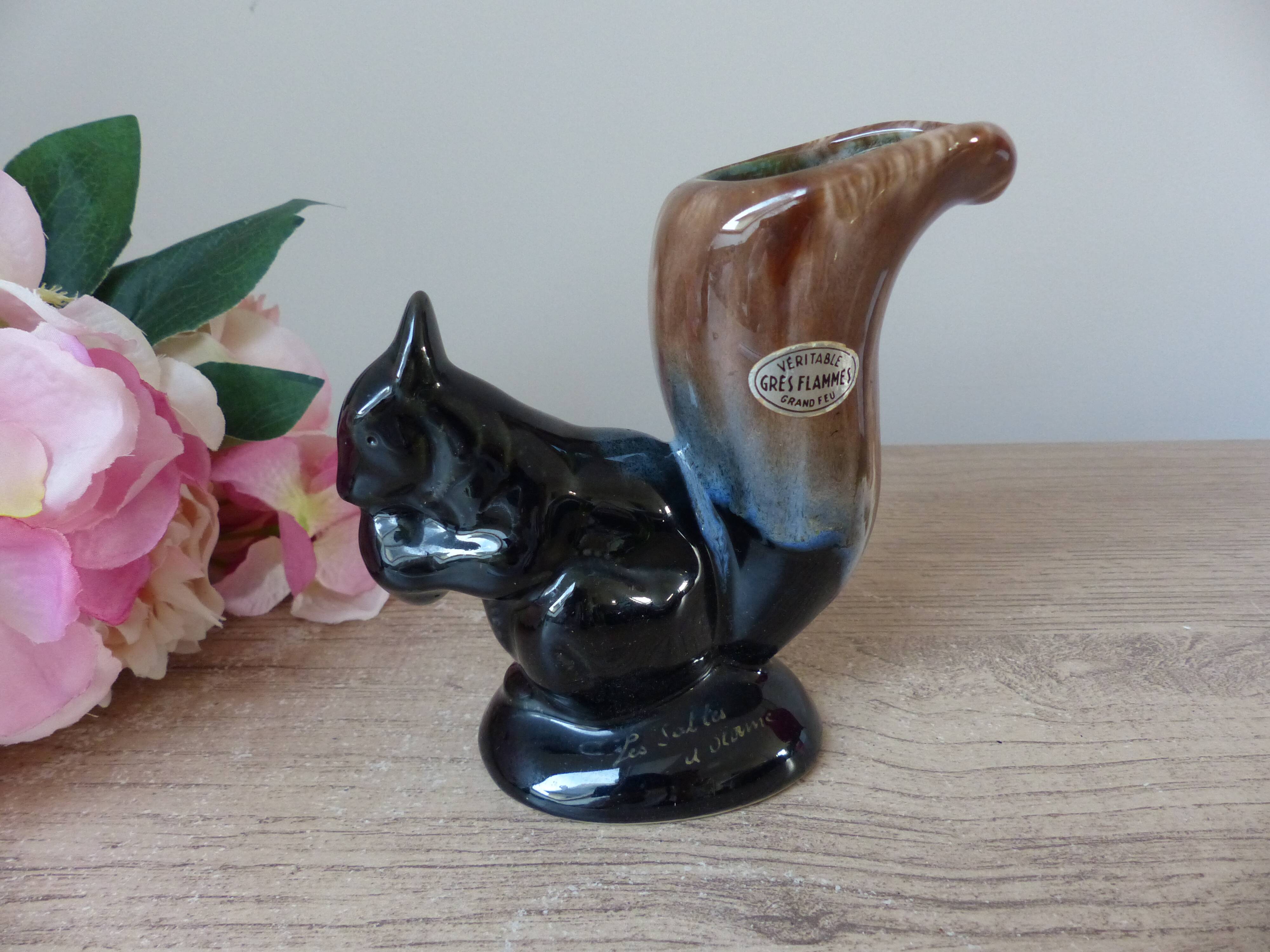 Vintage squirrel vase in flamed stoneware – 1960 - 1970