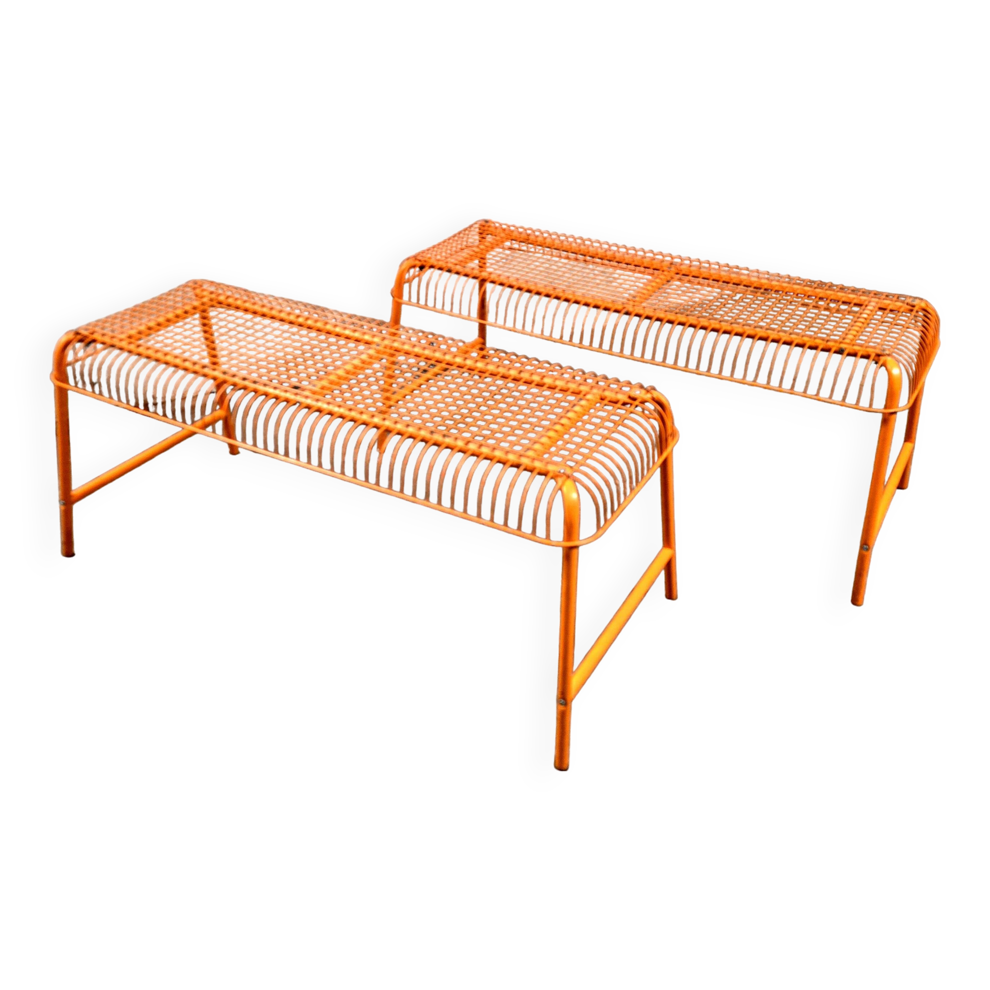 Bench - vintage stool, mesh Ikea Västerön in orange