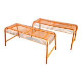 Bench - vintage stool, mesh Ikea Västerön in orange