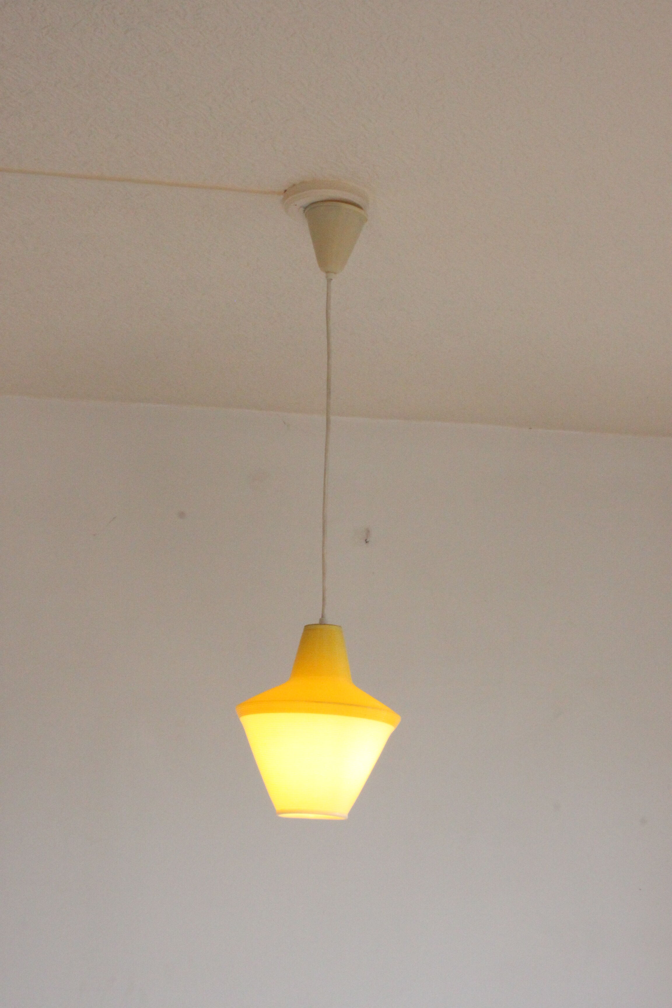 Early plastics cellulose pendant lamp by Atelier de recherche plastique and Rotaflex 1950s.