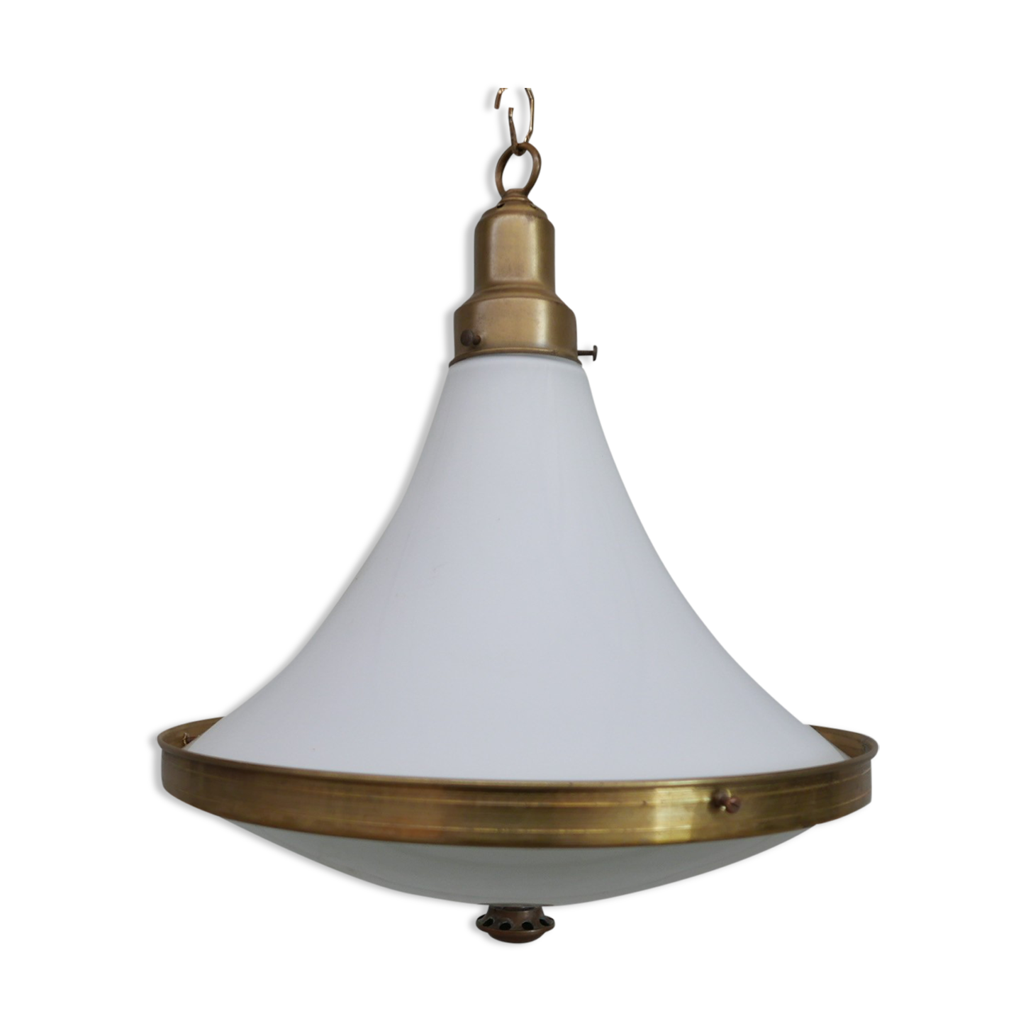 Dutch two tone opaline and brass pendant light