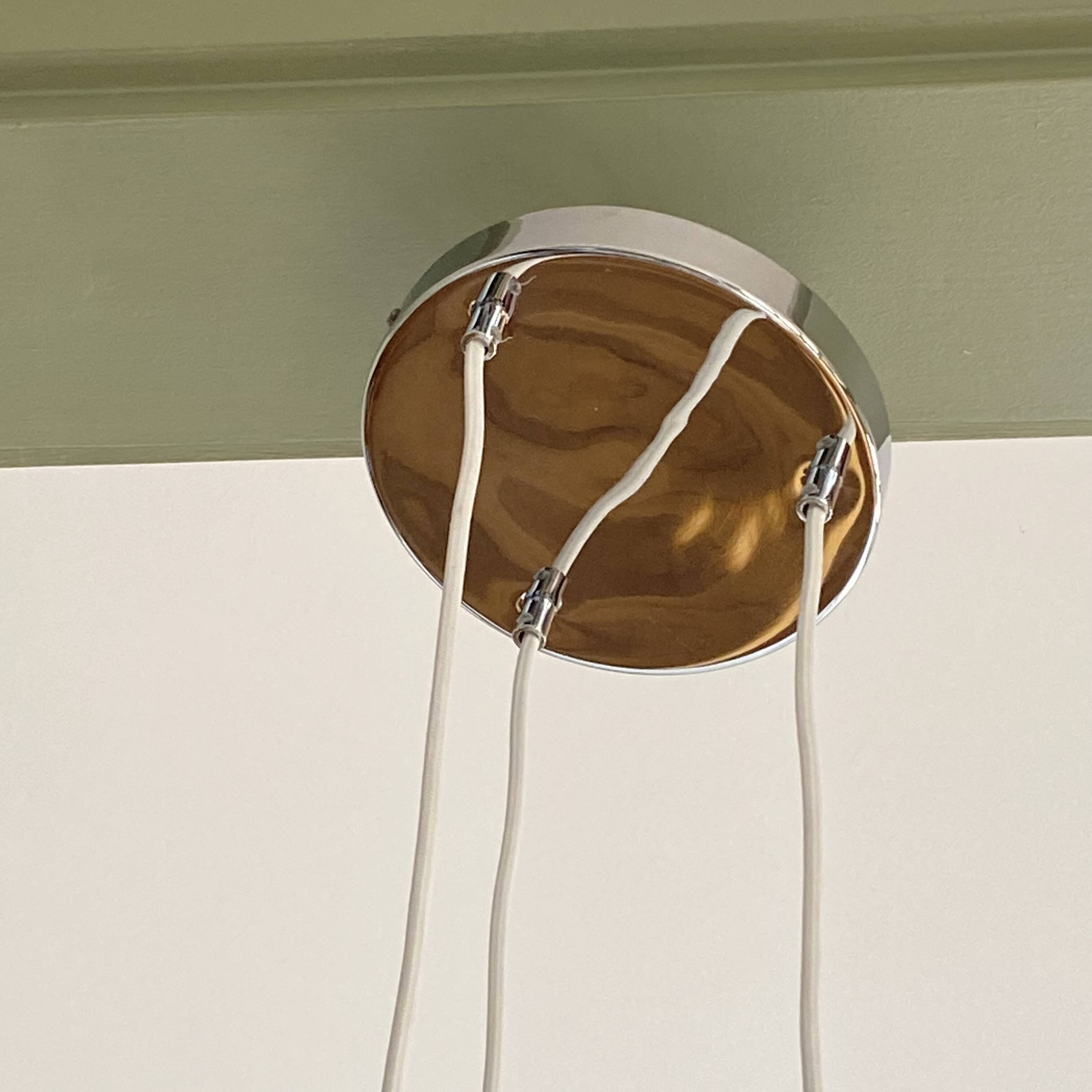 Lustre suspension cascade 3 glass globes Murano Mazzega