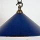 Industrial British Blue Enamel Factory Pendant Lamp, 1950s