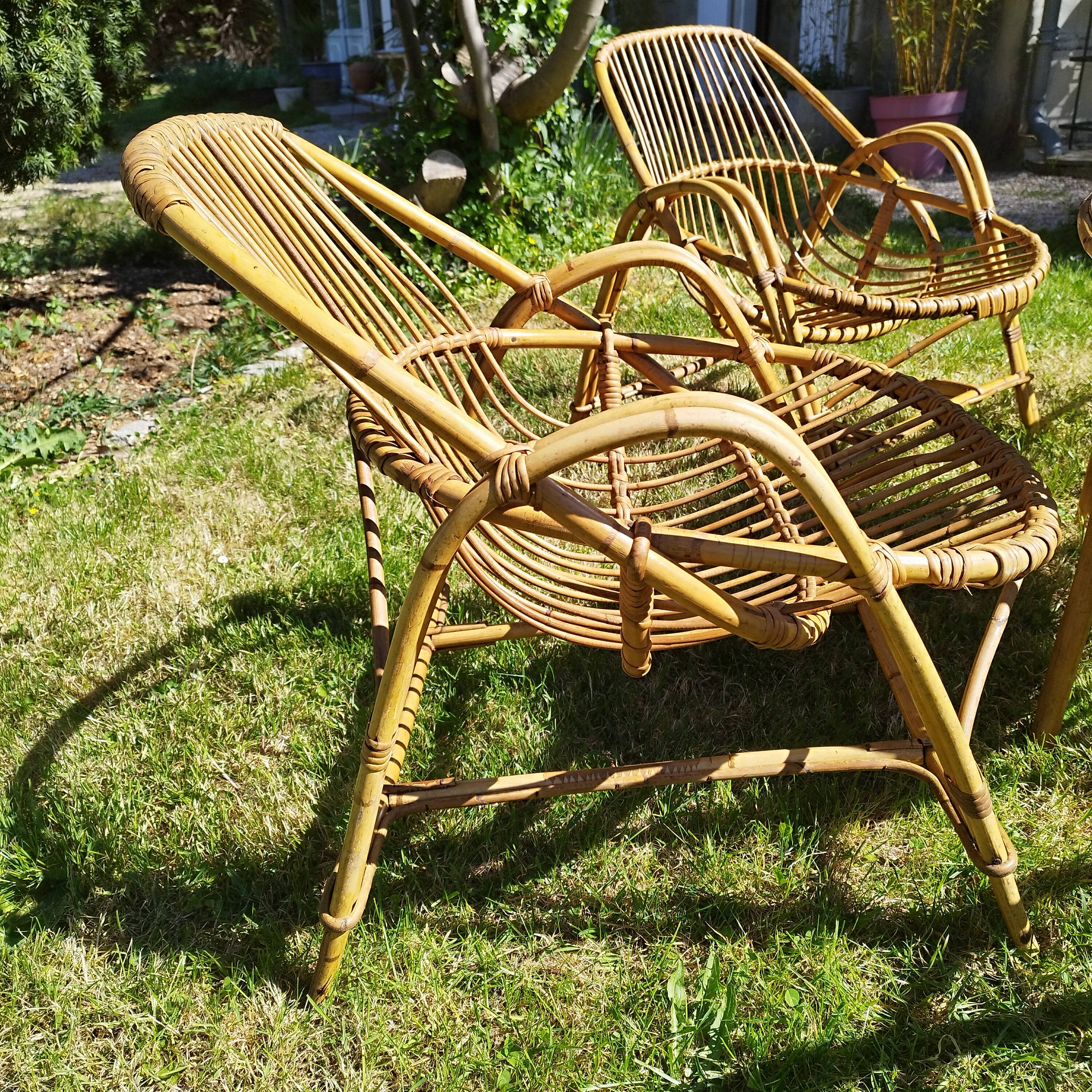 Vintage rattan lounge set