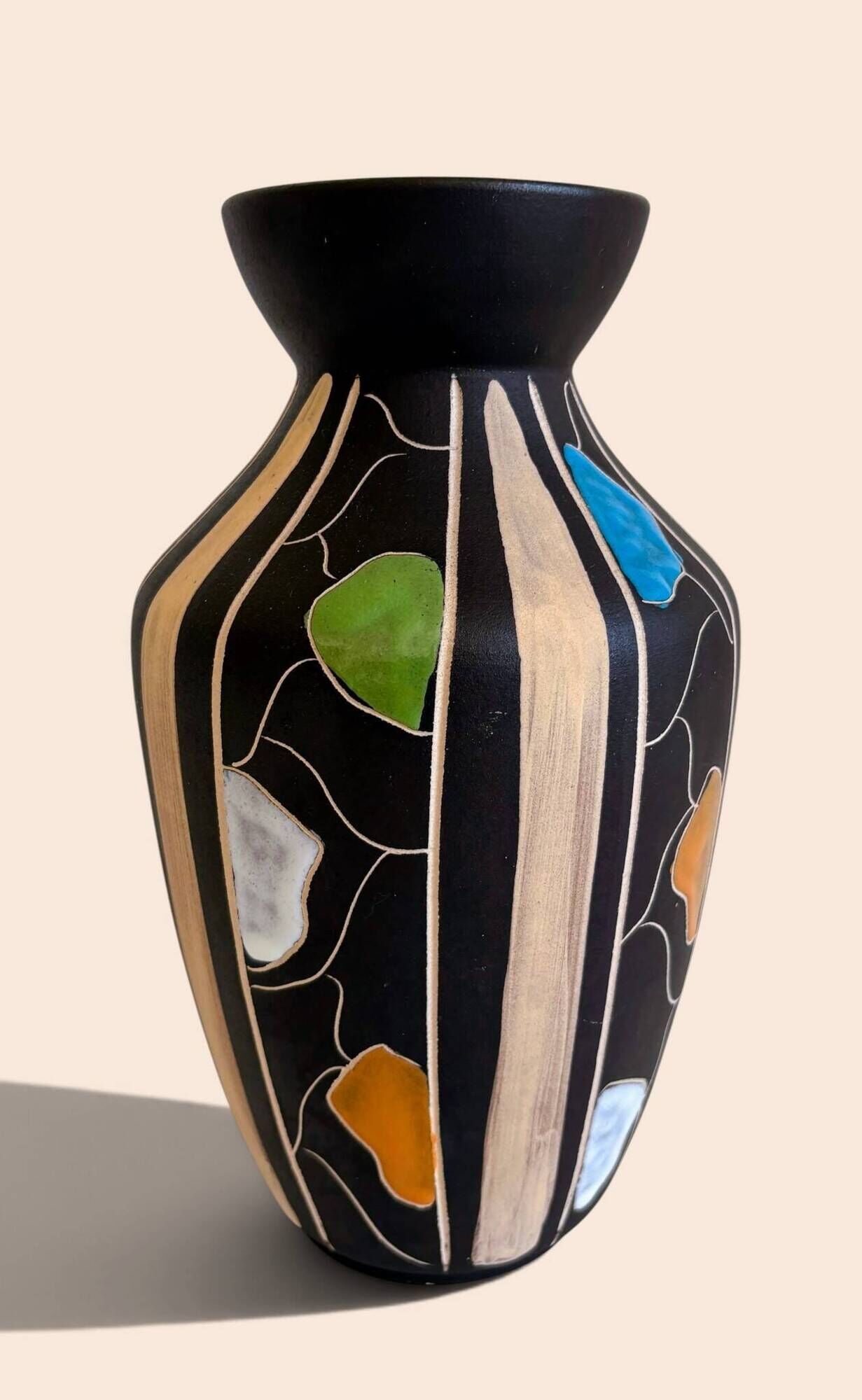 Bodo Mans “Valencia” Ceramic Vase for Bay Keramik, West Germany, 1960s