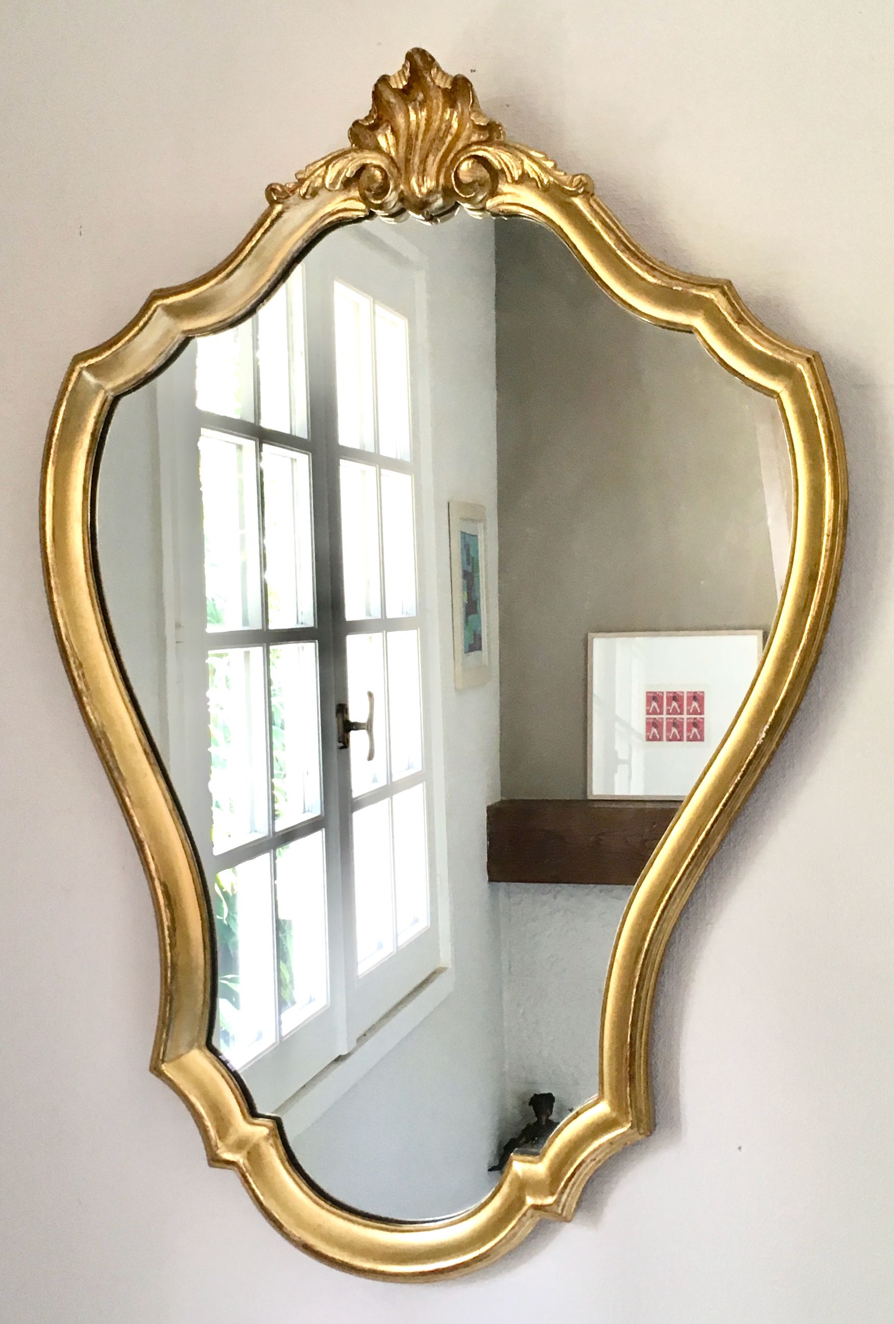 Miroir baroque cadre bois doré 52x74cm