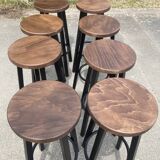 Set of 8 industrial bar stools.