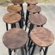 Set of 8 industrial bar stools.
