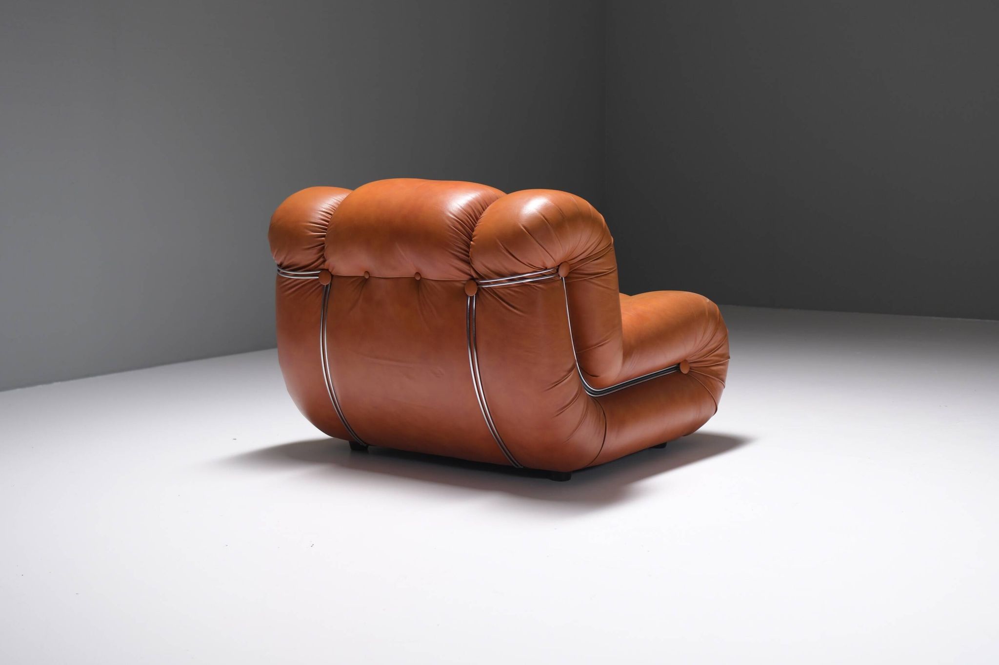 Velasquez Vintage Lounge Chair in Cognac Leather by Mimo Padova Italy