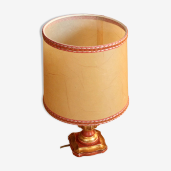 Lampe de table à pieds en bois, pied fabriqué à la main en Italie dans le style florentin, marqué, vintage des années 1960