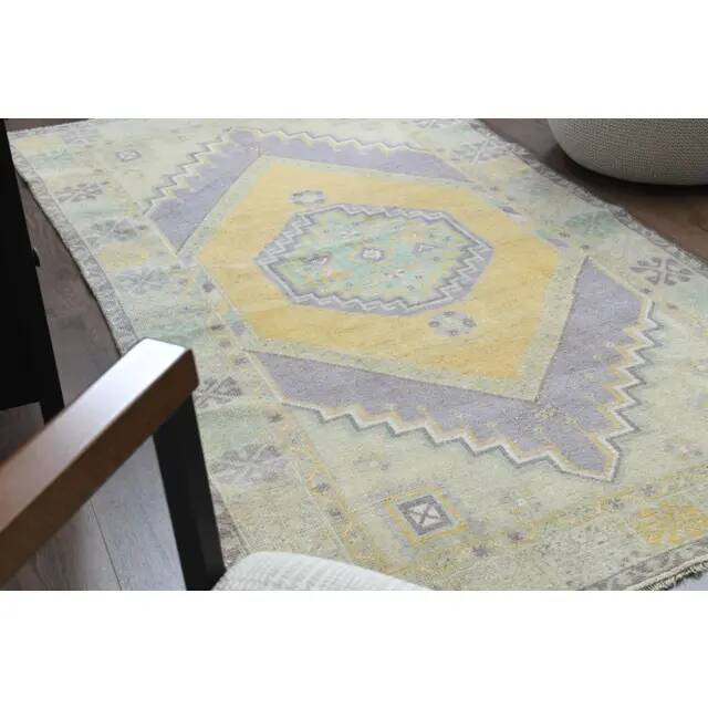 Vintage Turkish Oushak Handmade Wool Cotton Orange Area Rug 103x189
