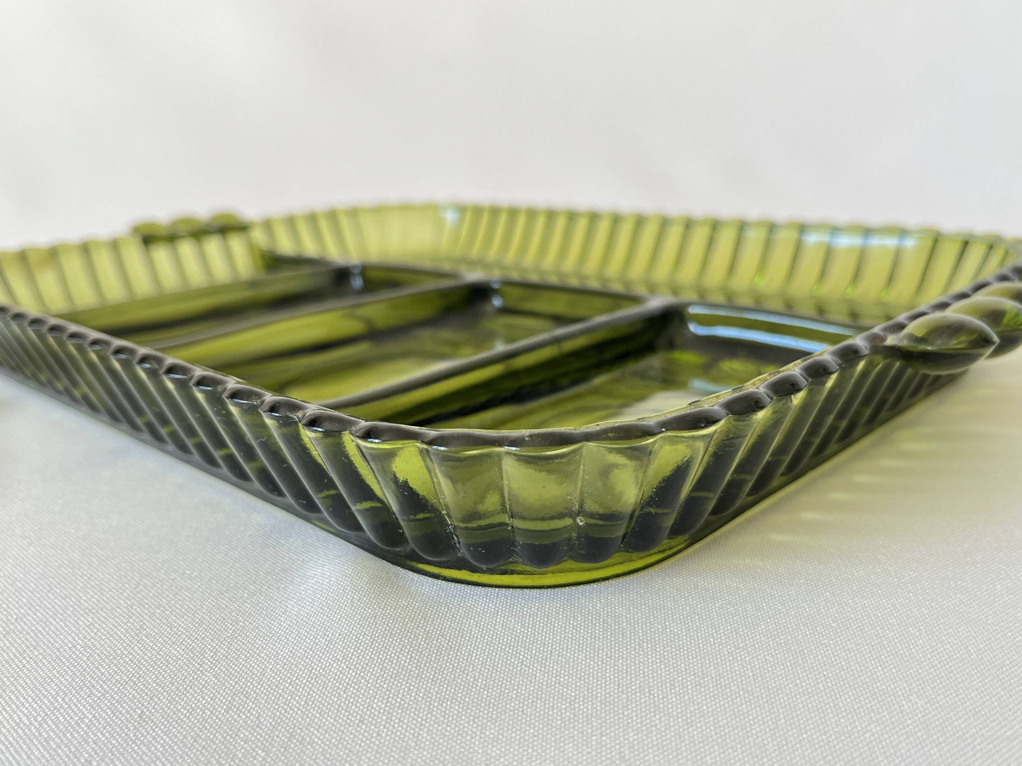 Vintage 1960s American Appetizer Tray Indiana Glass Compartmented Glass