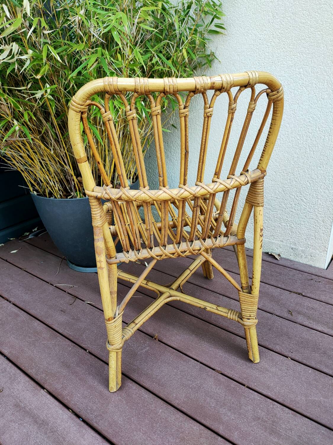 Vintage rattan children's armchair