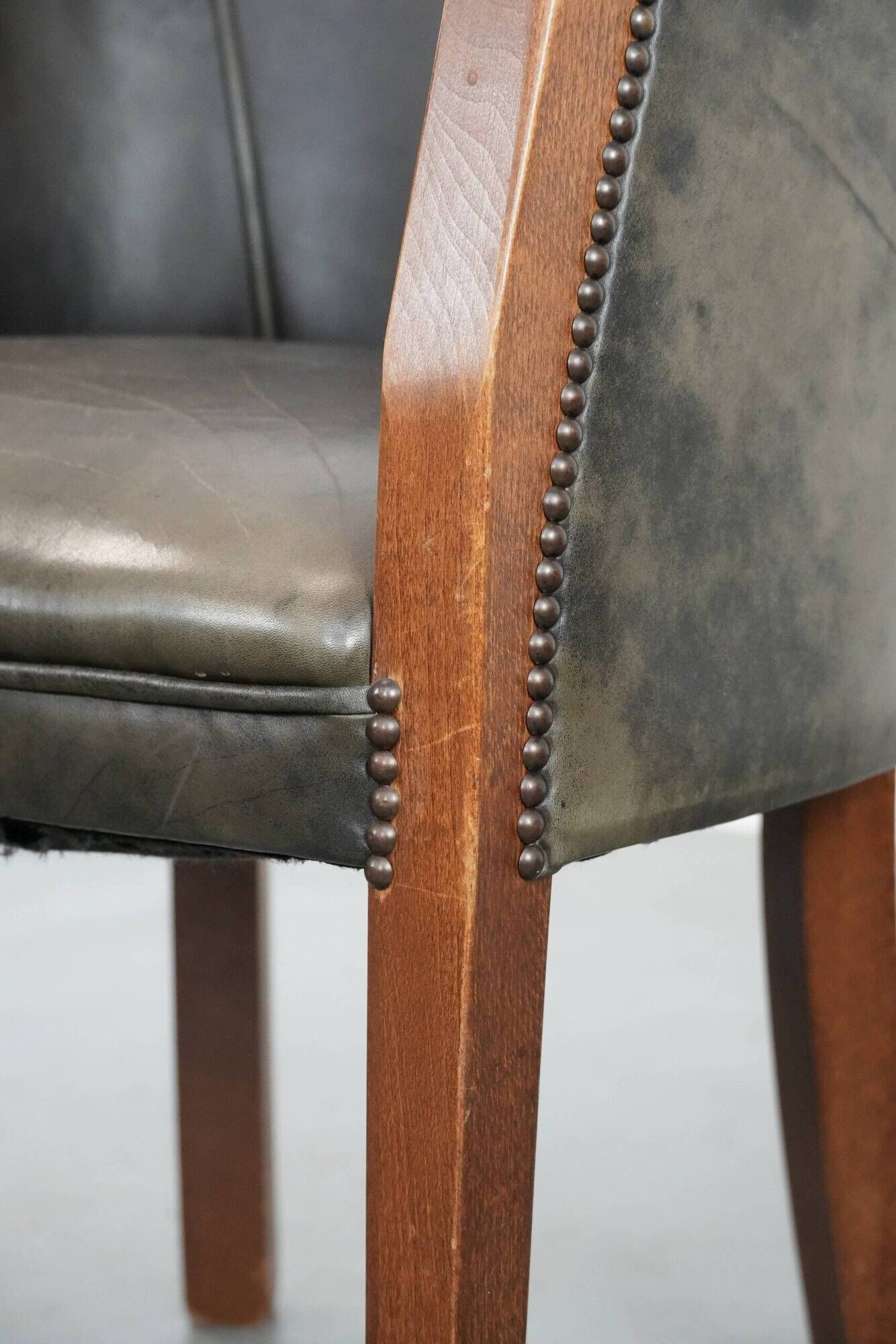 Amazing cow leather and wooden tub chair / side chair