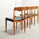 Chaises de salle à manger en teck massif et similicuir, style Niels Otto Moller, années 50