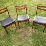 Vintage Scandinavian chairs 1970 teak and skaï