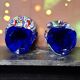 Pair of antique millefiori glass vases attributed to Murano with 2 handles.