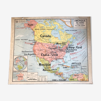 Carte scolaire Vidal Lablache Amérique du Nord