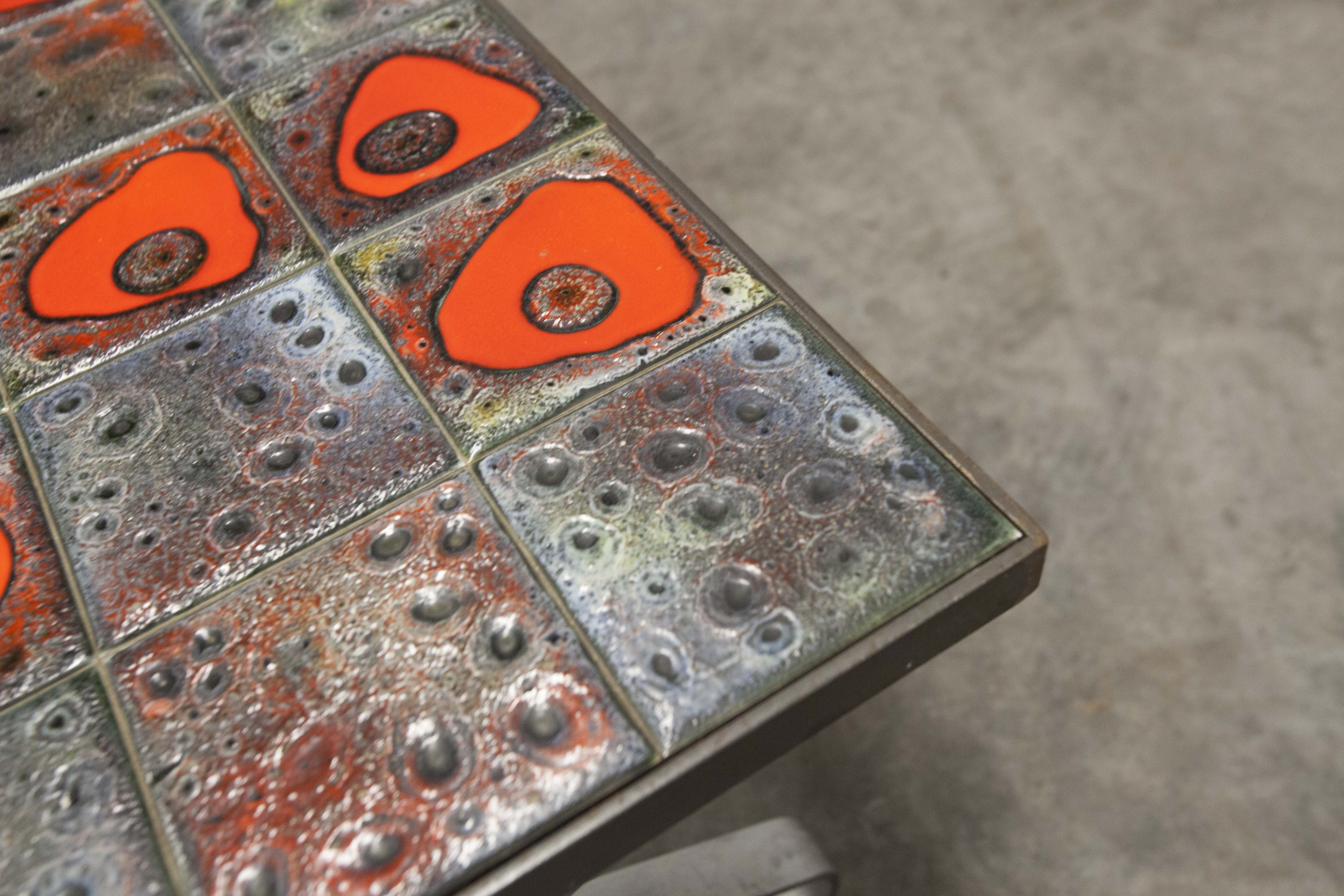 Seventies iron and ceramic coffee table