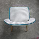 Nice Chair vintage of the 50s/60s renovated (wood, fabric, trim).