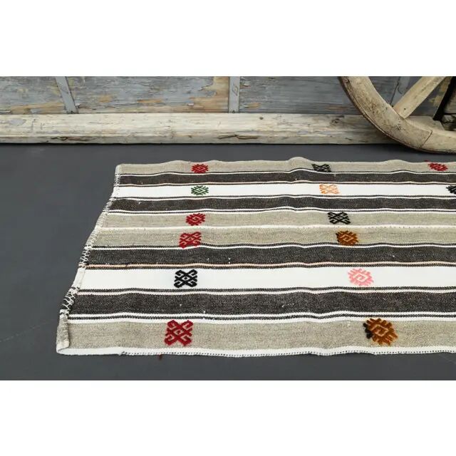 1970s Turkish Oushak Handmade Wool Cotton White Runner 70x241