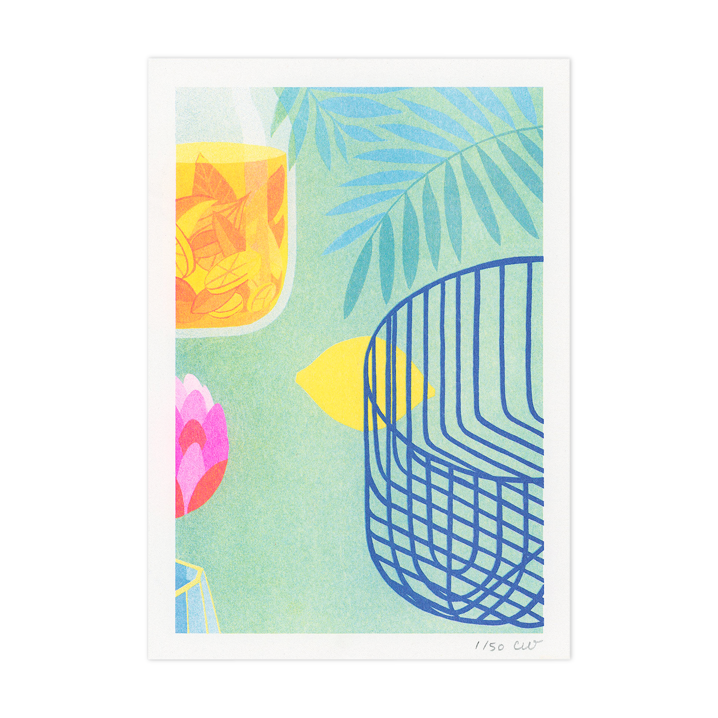 Illustration A5, lemon, in risography