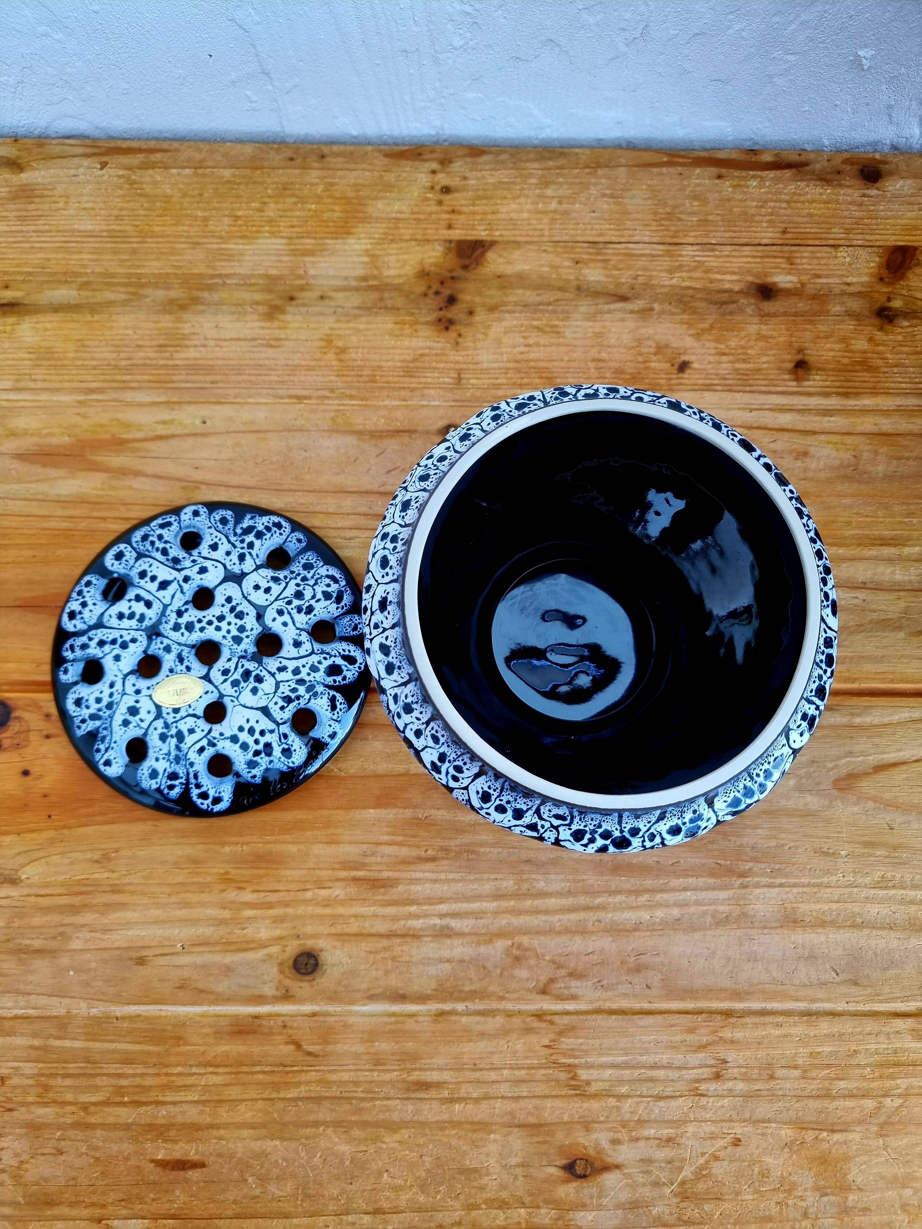 Vintage flamed stoneware flower pick