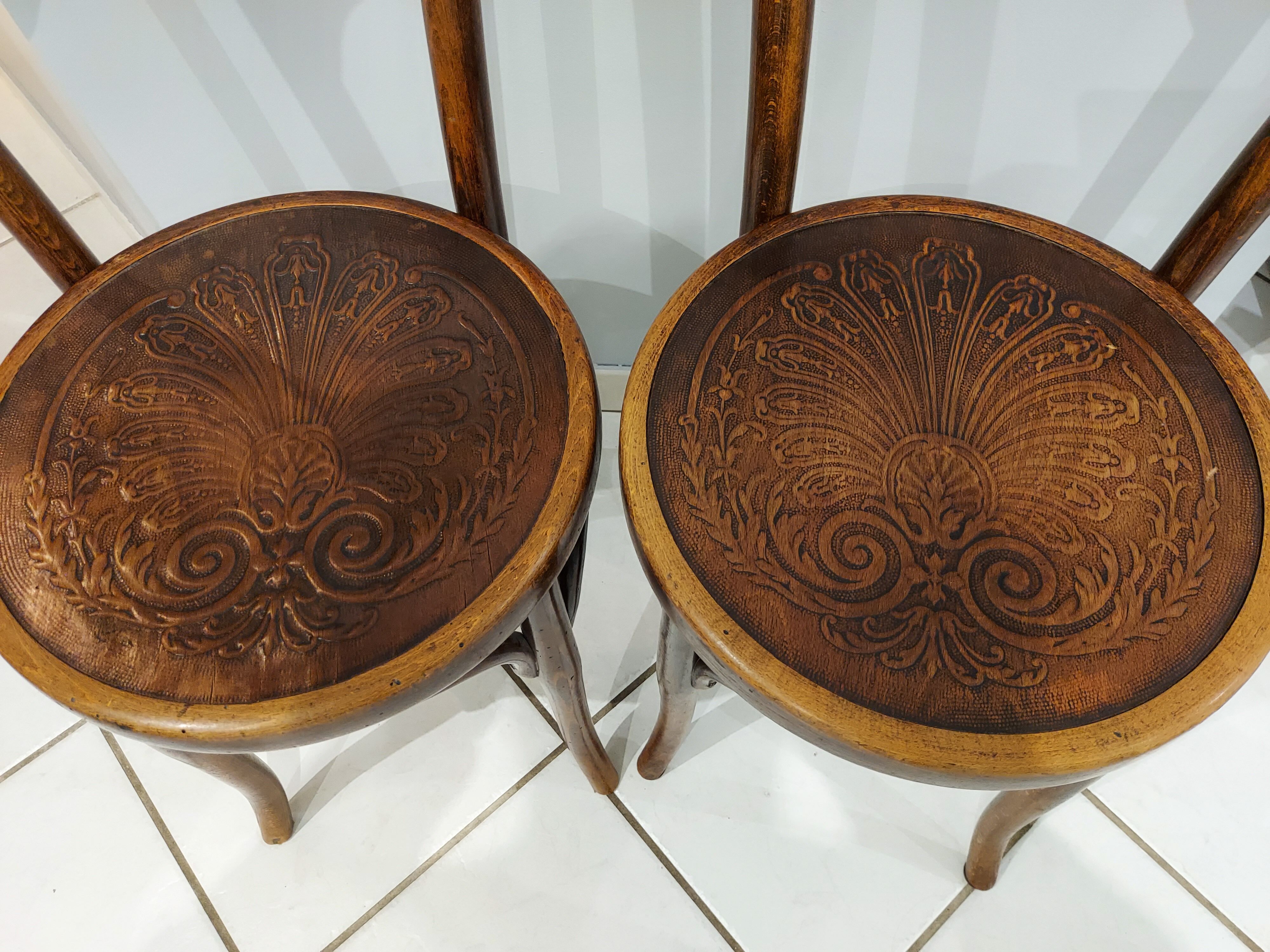 Suite de 4 chaises bistrot Mundus Joseph Hoffmann Austria Bielitz années 1908