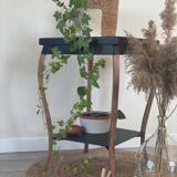 Black and wood side table