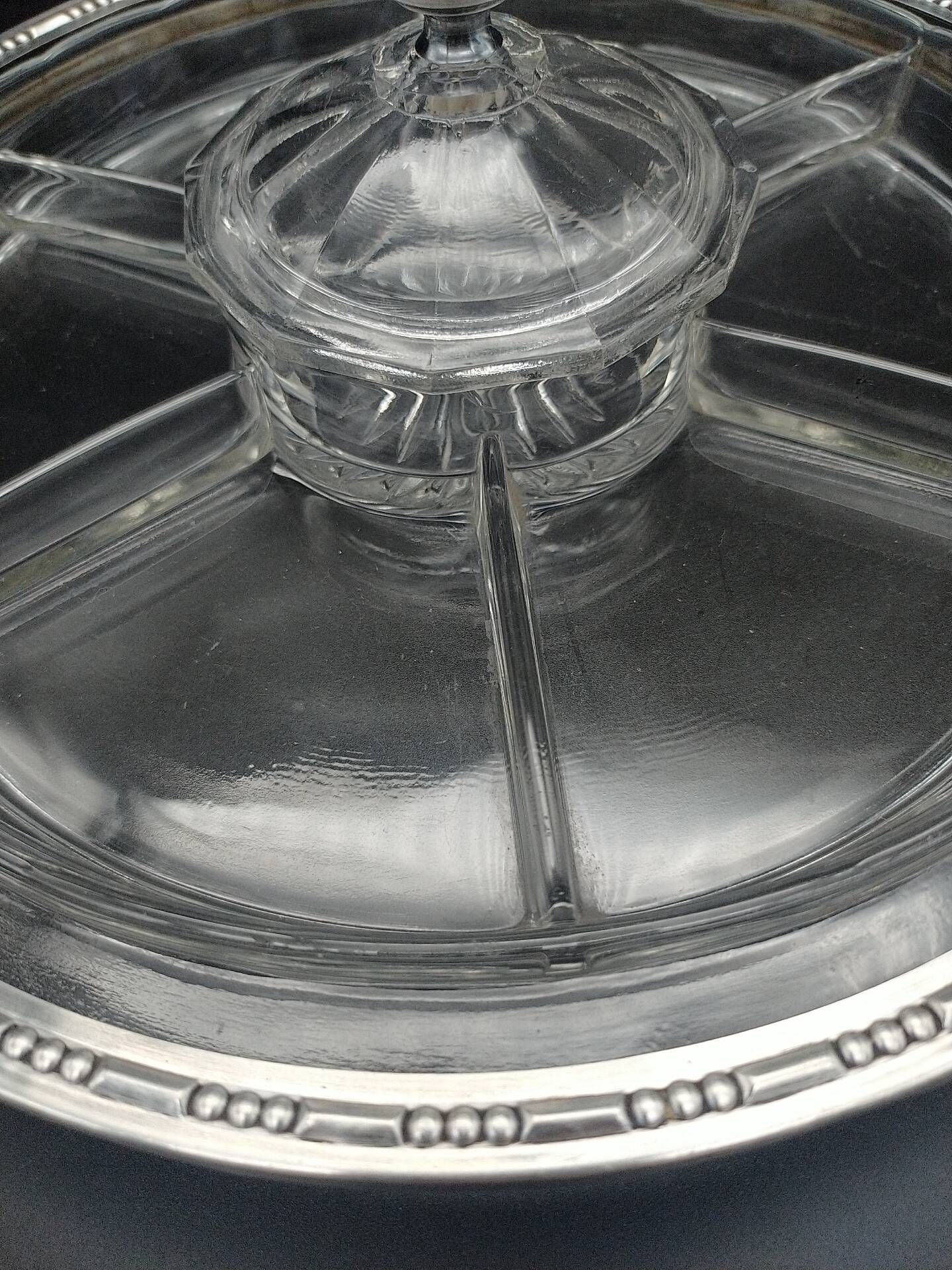Art Deco servant in glass and solid silver.