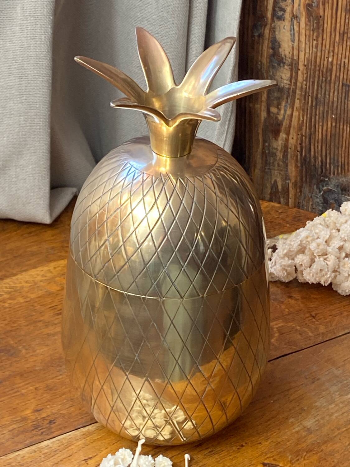 Chiseled brass pineapple
