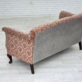 1960s, 3-seater Danish sofa, original salmon pink furniture velour.