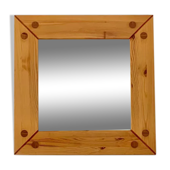 Miroir carré Brutalist en pin