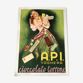 Affiche ancienne Api Voghera Ciocolato - torrone