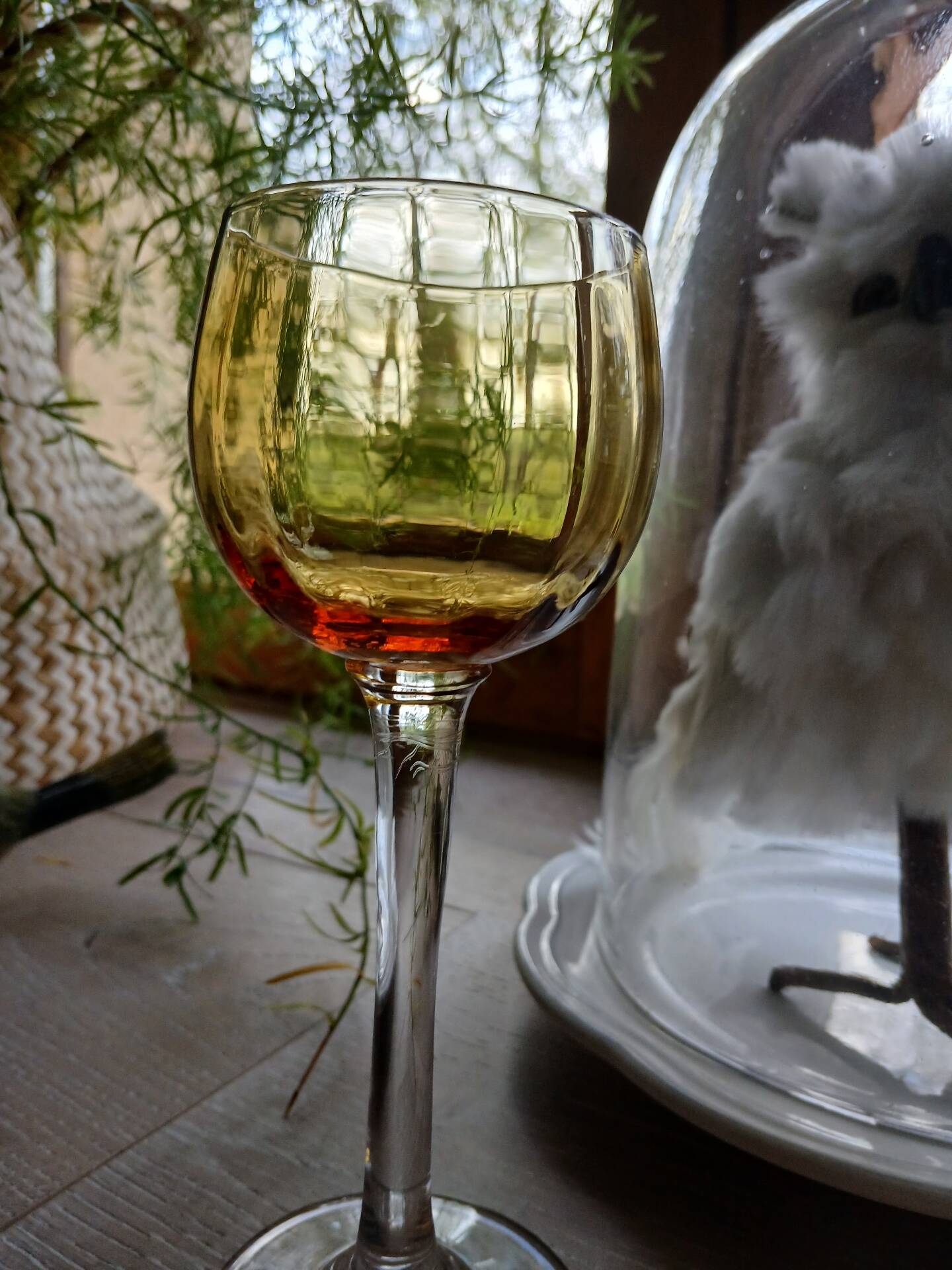 4 antique crystal stem glasses