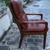 Fauteuil vintage en cuir marron