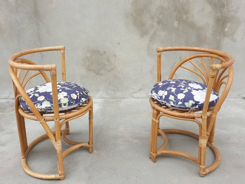 Bamboo chairs, Italy, 1960s, set of 3