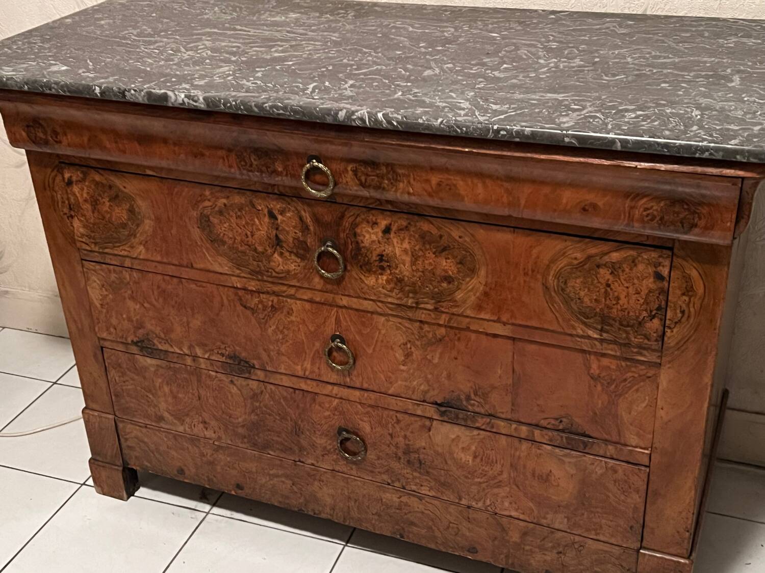 Chest of drawers with marble top