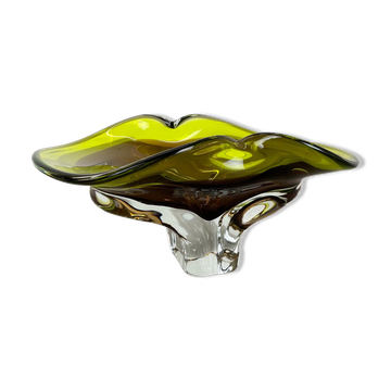 Heavy Multicolor Murano Glass "Centerpiece" Bowl Shell Element Murano Italy 1970