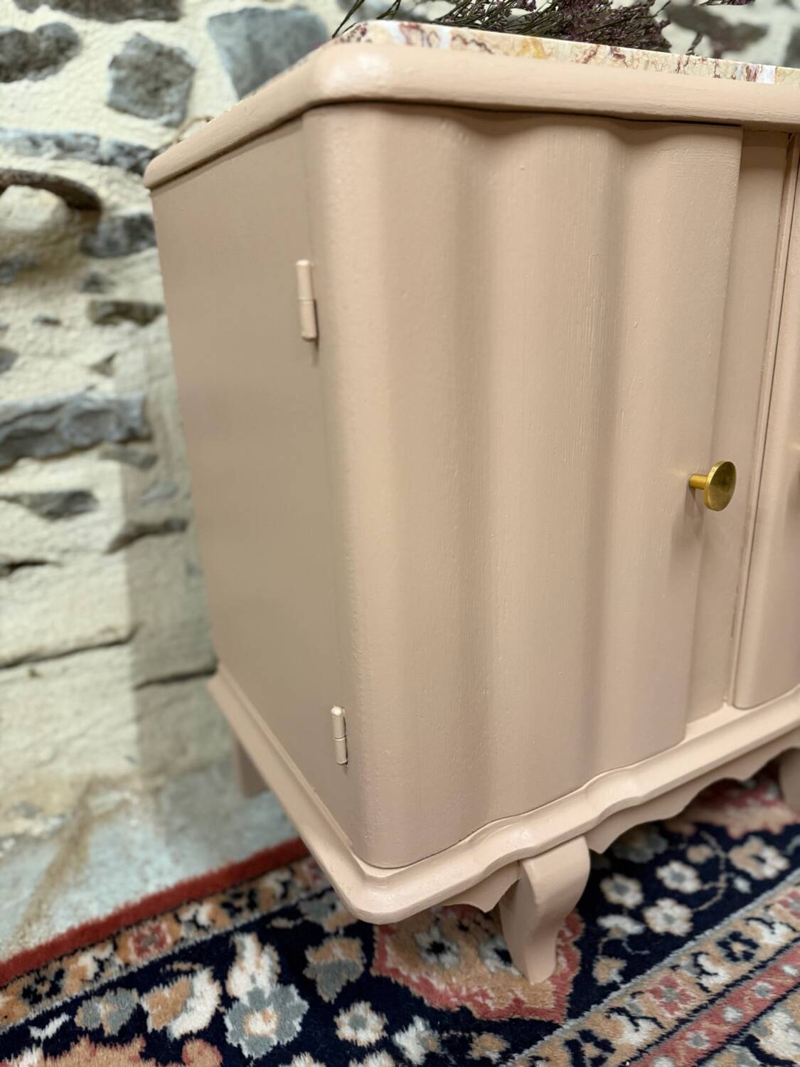 Beautiful pastel pink art deco bedside table