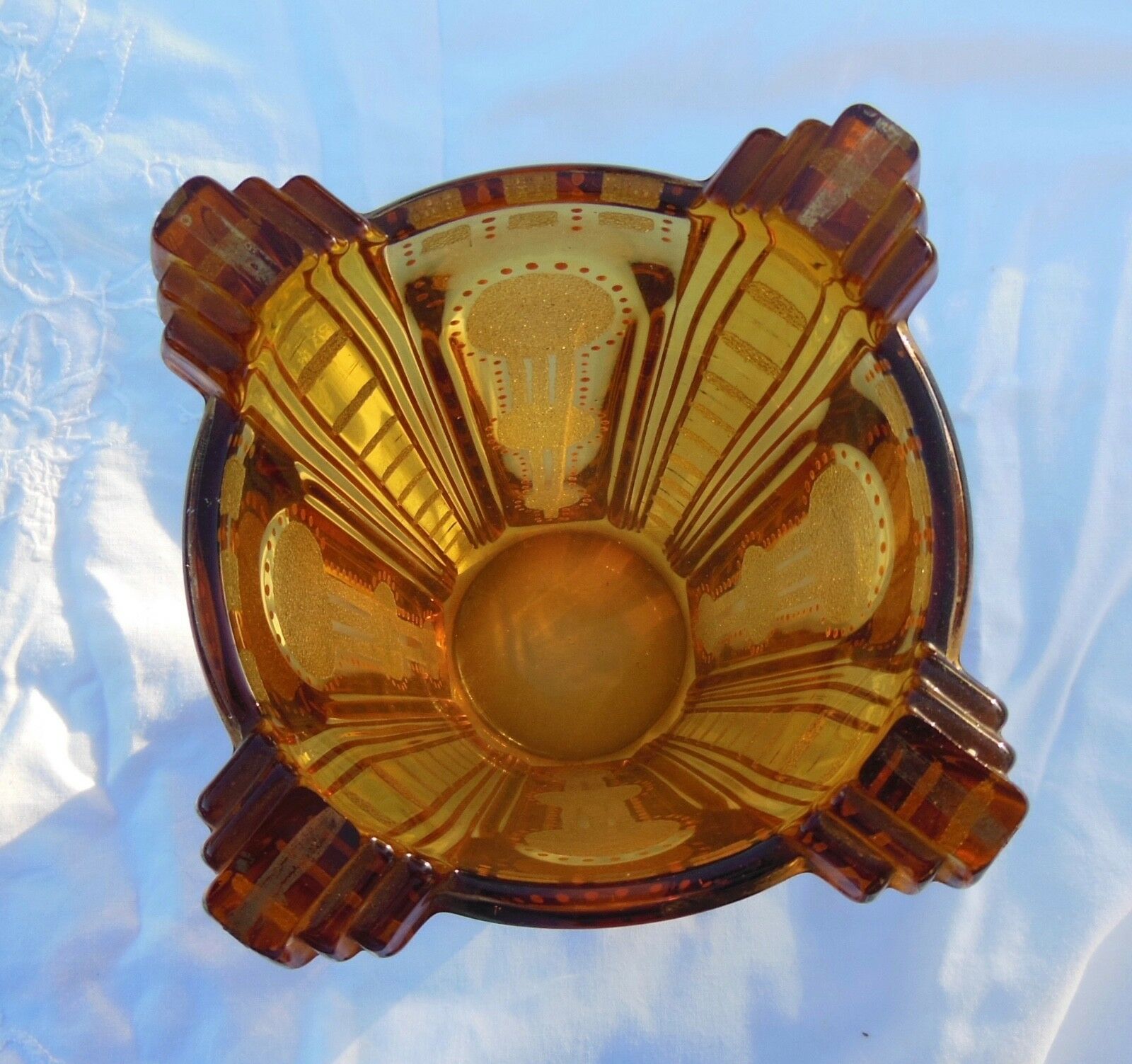 Art deco granite vase cleared with acid & enamelled