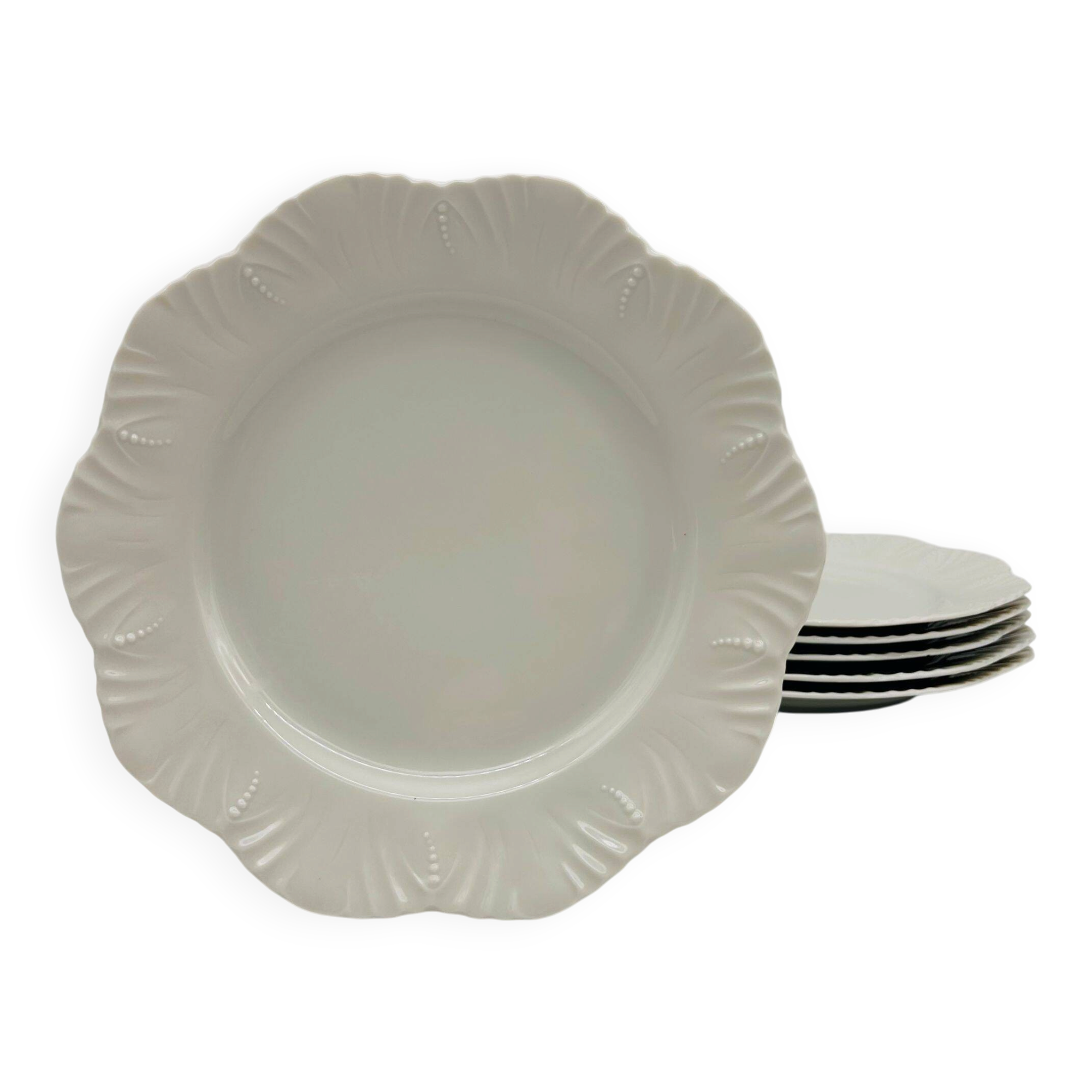 6 flat plates made of Limoges porcelain.