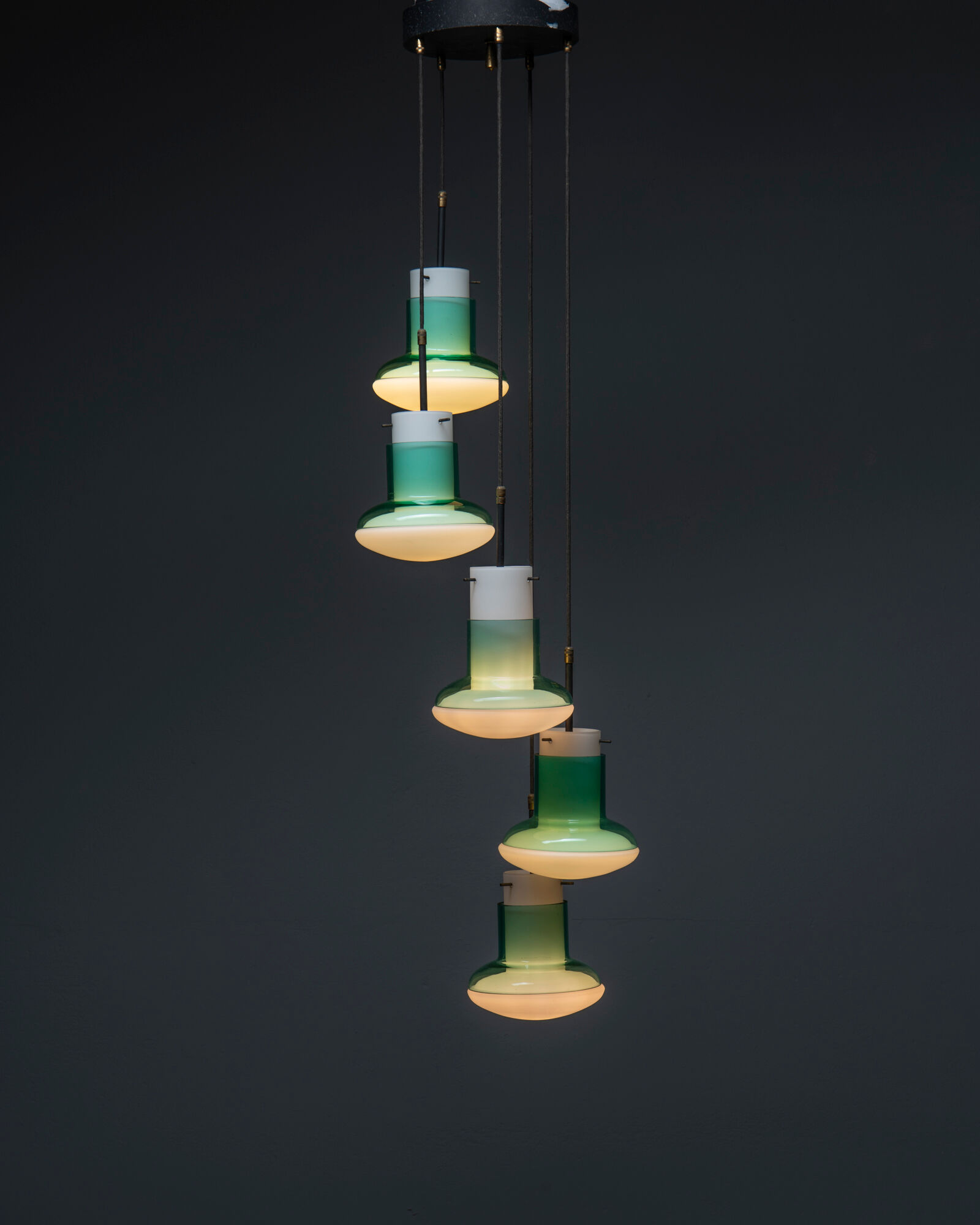 Chandelier in handblown glass Vistosi Italy 1950s