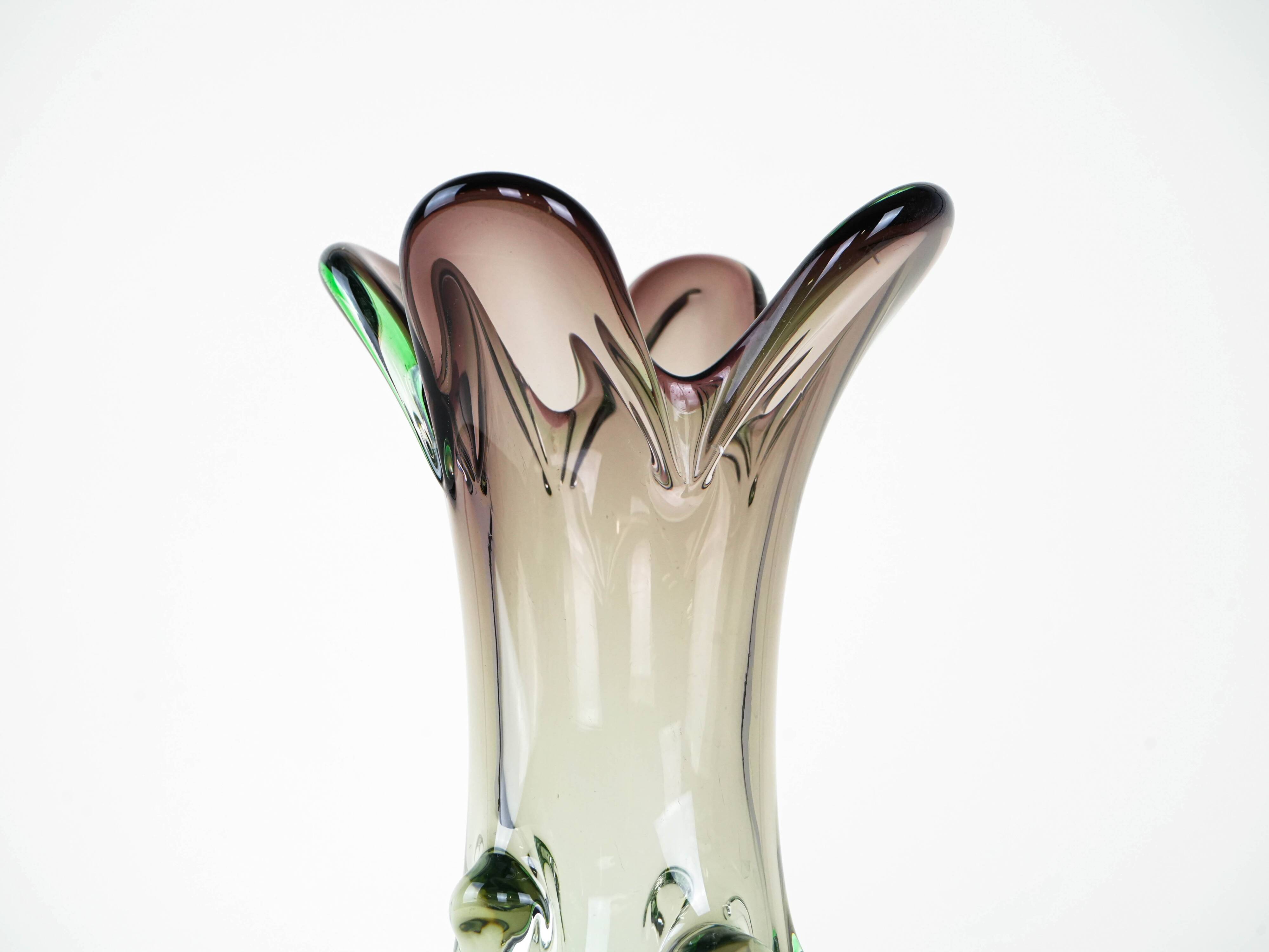 Green vase, Murano glass, 1960s, made in Italy