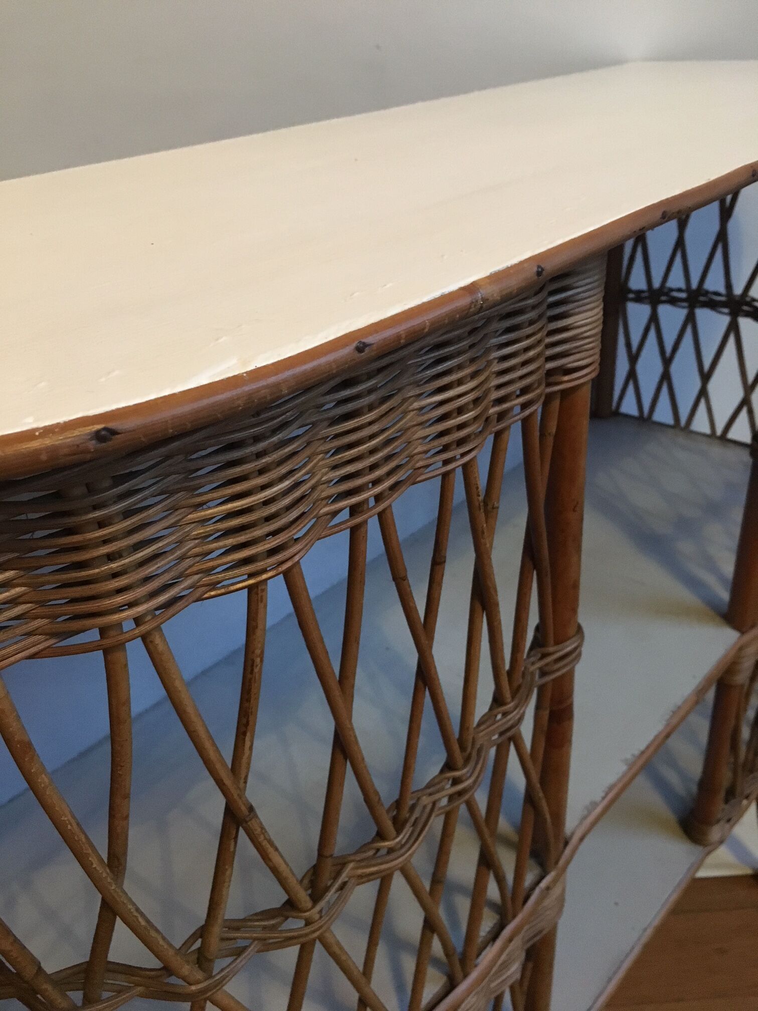 Sideboard of rattan and wood