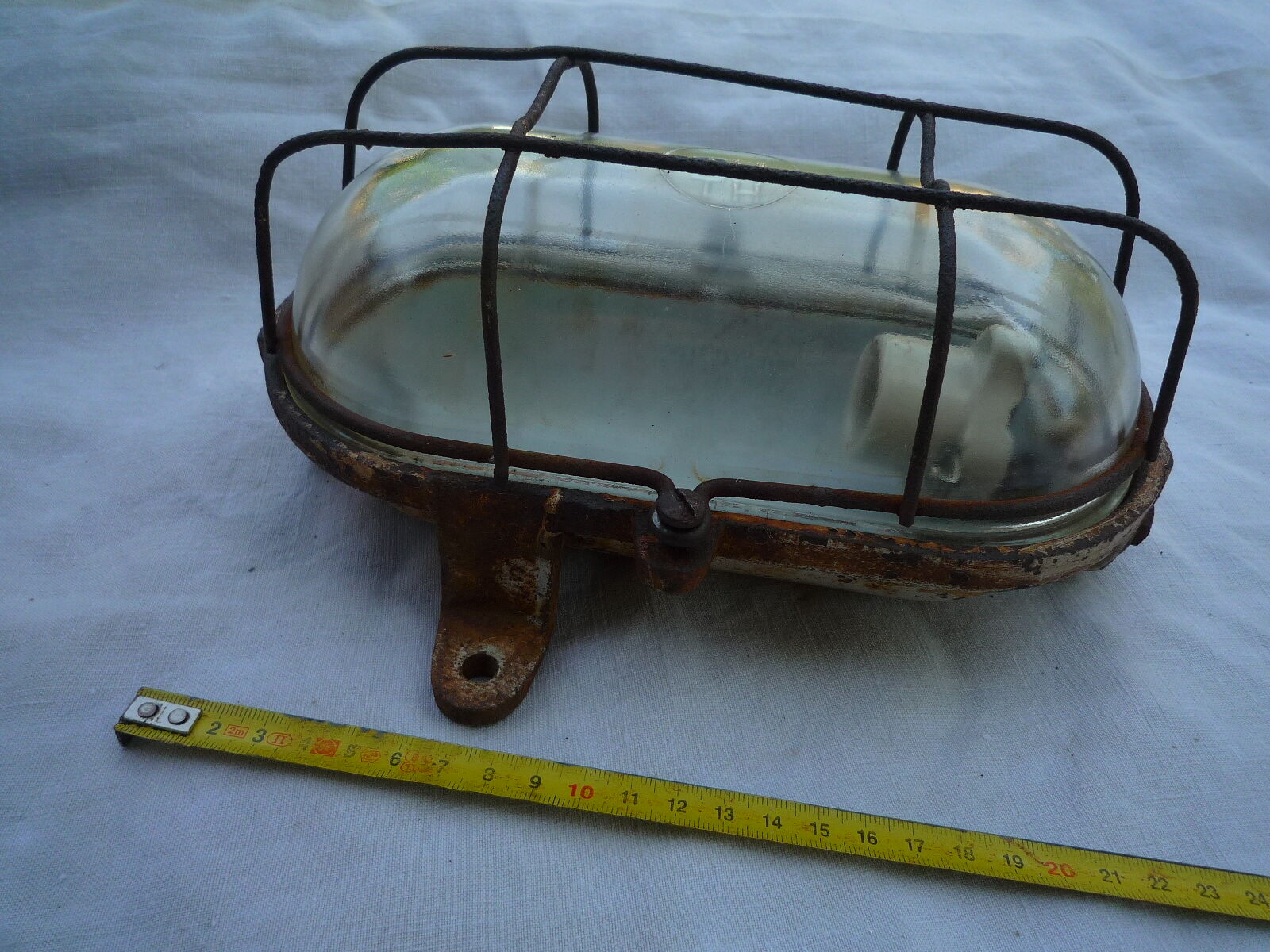 Old "window" industrial wall light cast iron and glass