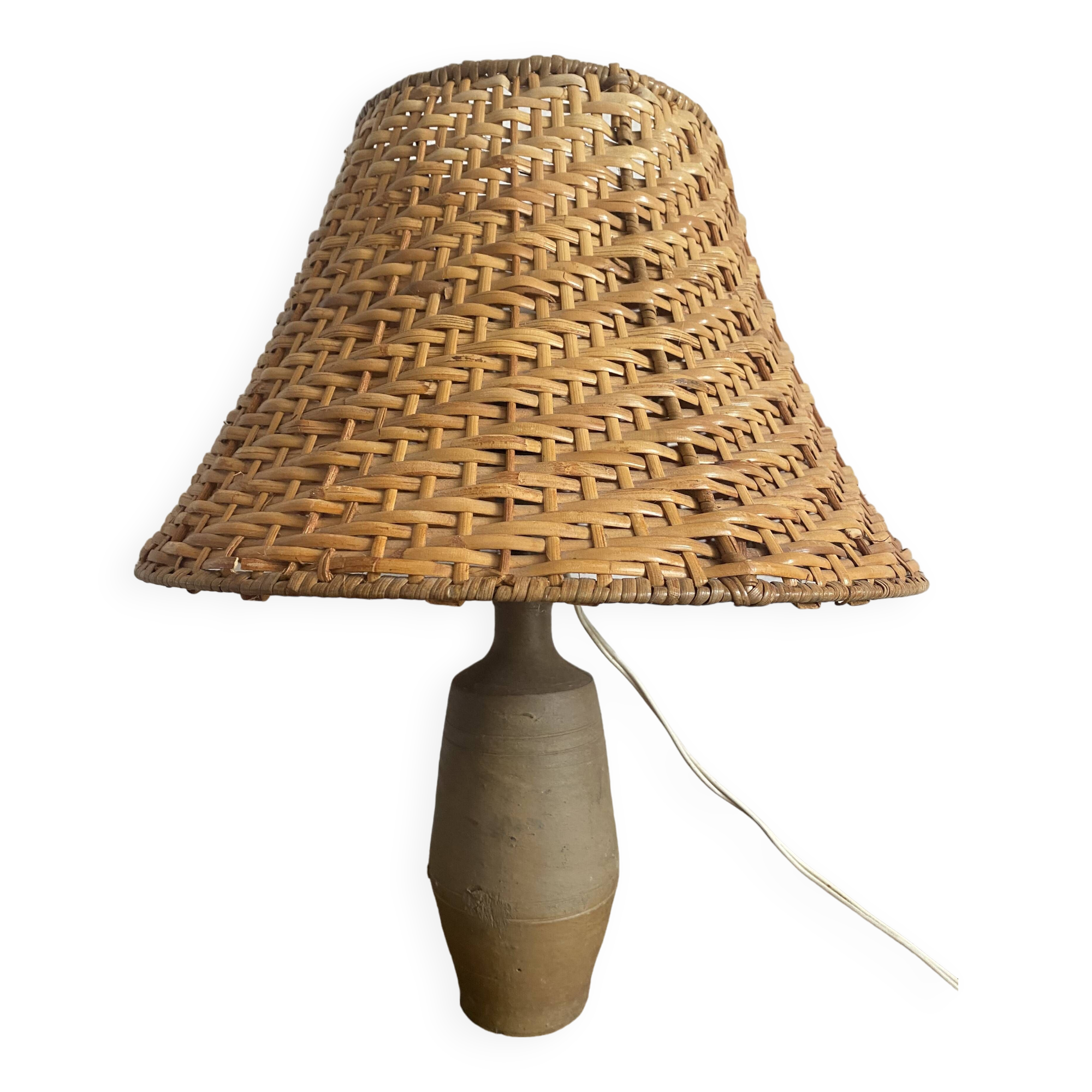 Terracotta and rattan lamp