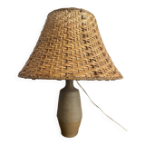 Terracotta and rattan lamp